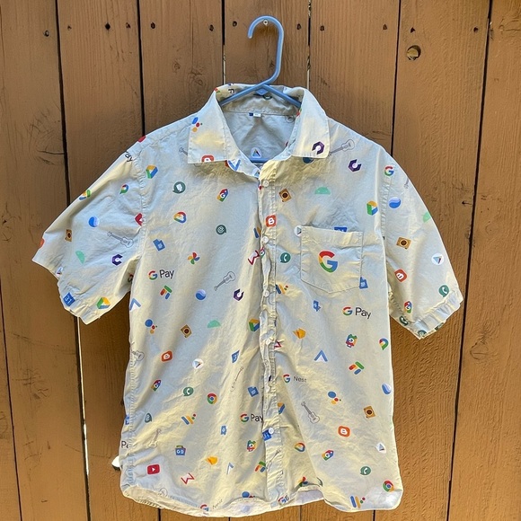 Google Product Nest Play Gmail Translate Pay Short Sleeve Button-Up Shirt XL - Picture 1 of 4